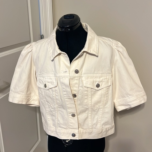 VERONICA BEARD VB Raina Denim Jacket Cream Cropped - Picture 6 of 15